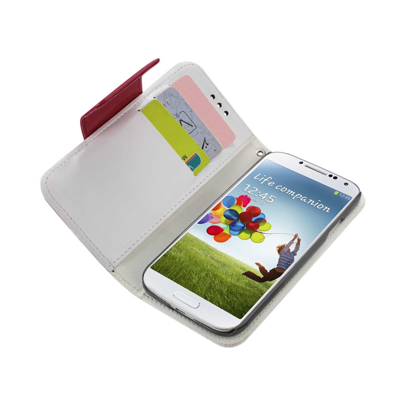Wallet Case Jewelry Diamond Studs Belt Samsung Galaxy S4 White Color