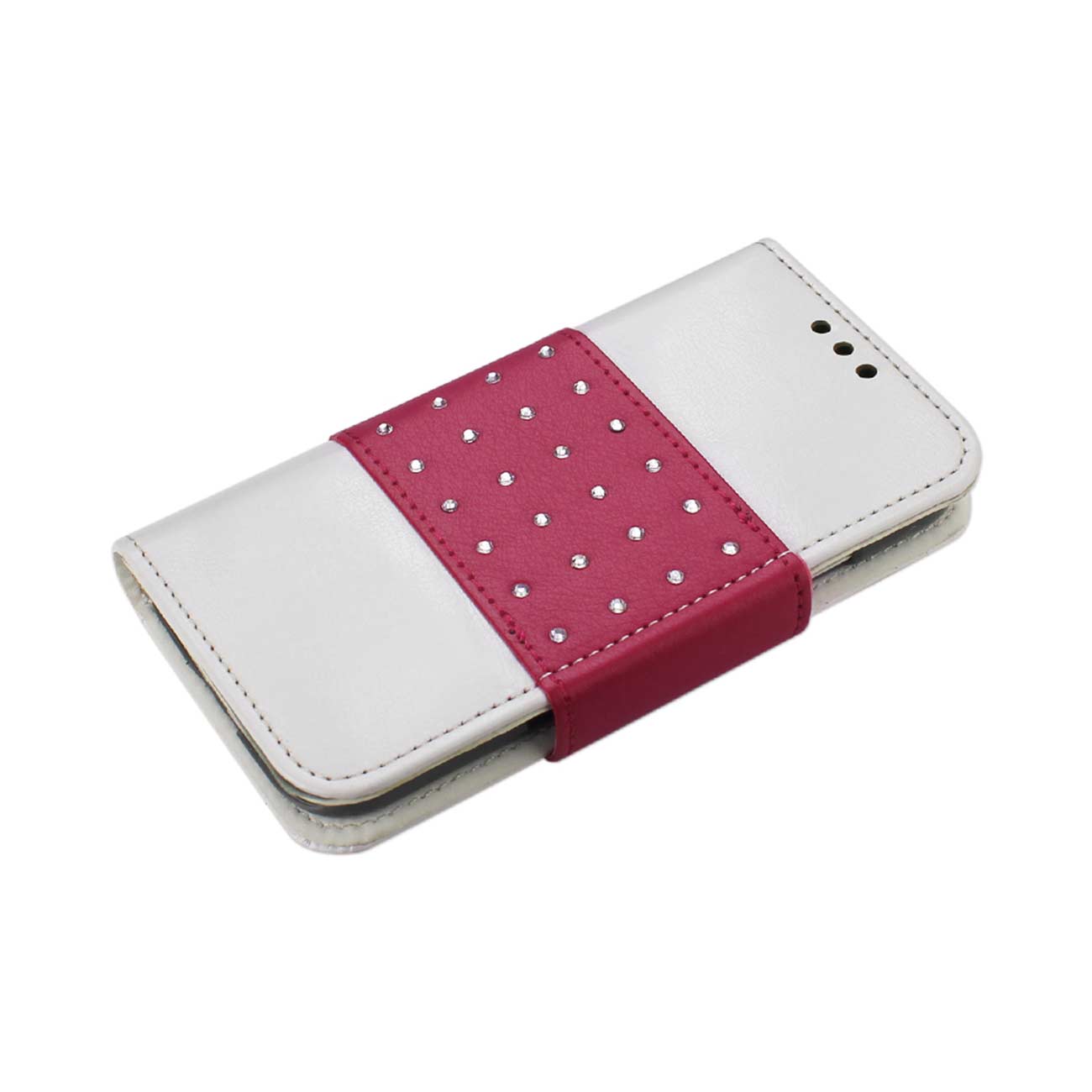 Wallet Case Jewelry Diamond Studs Belt Samsung Galaxy S4 White Color