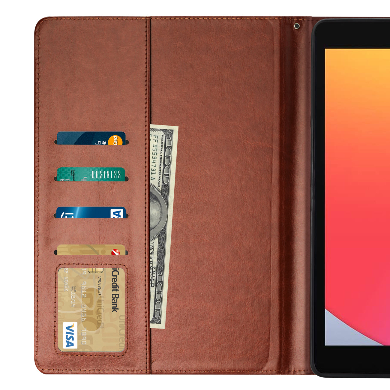 Reiko Leather Folio Cover Protective Case for 10.2" iPad 8 2020 or iPad 7 2019 In Brown