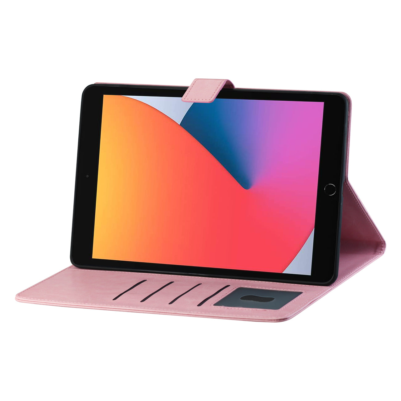 Reiko Leather Folio Cover Protective Case for 10.2" iPad 8 2020 or iPad 7 2019 In Pink