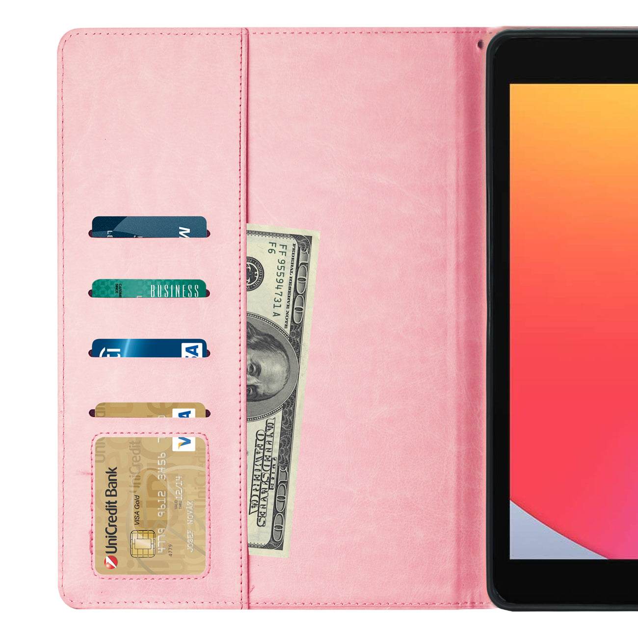 Reiko Leather Folio Cover Protective Case for 10.2" iPad 8 2020 or iPad 7 2019 In Pink