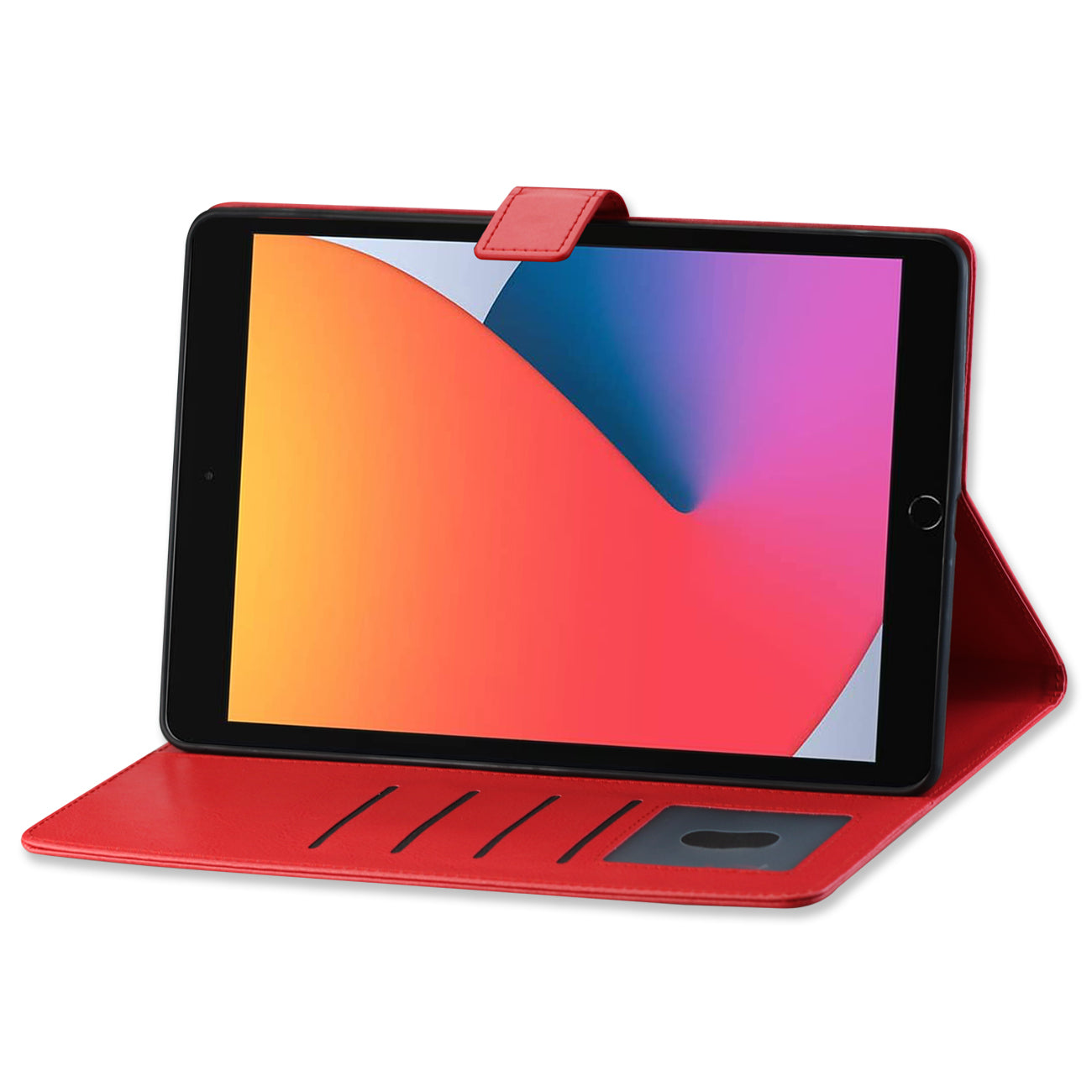 Reiko Leather Folio Cover Protective Case for 10.2" iPad 8 2020 or iPad 7 2019 In Red