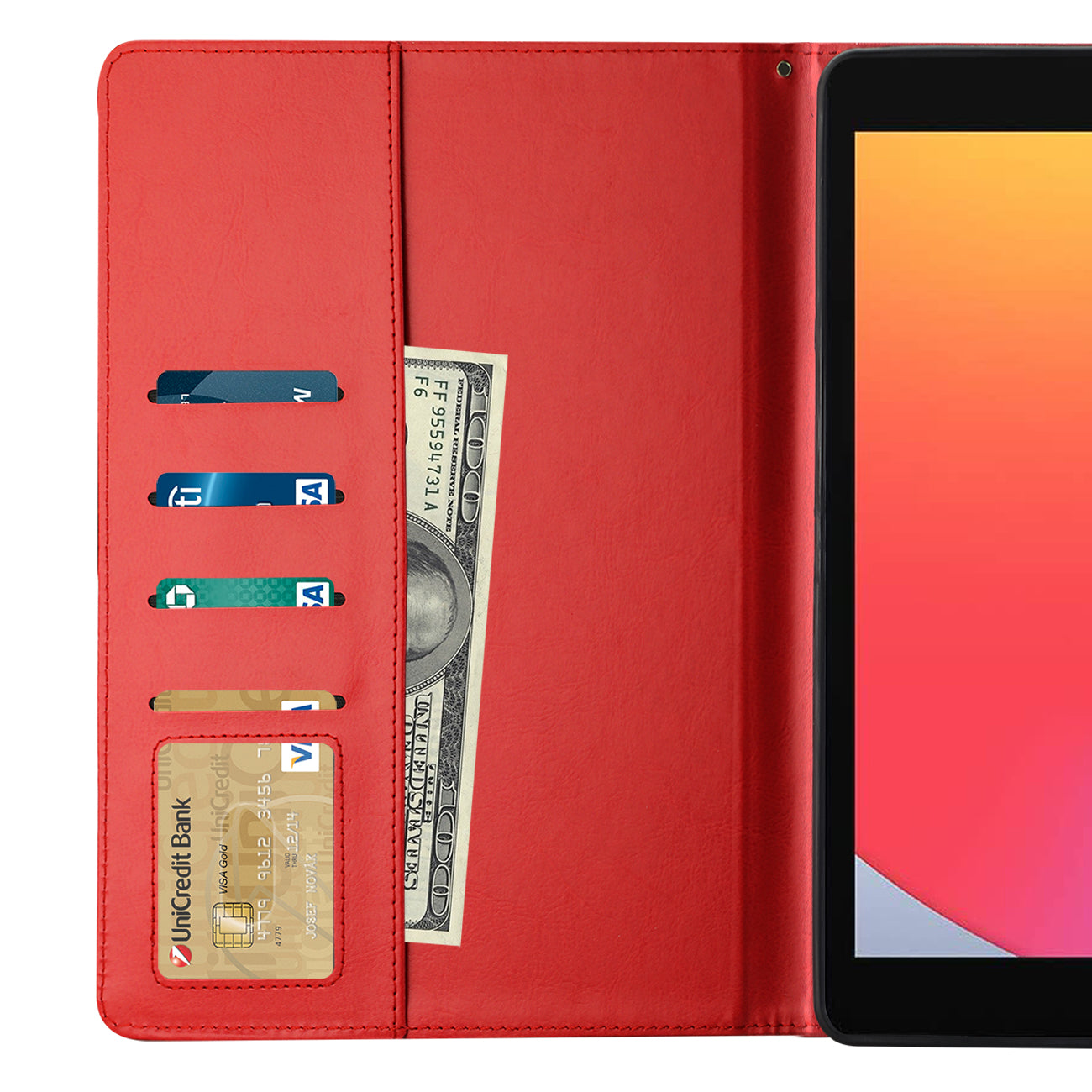 Reiko Leather Folio Cover Protective Case for 10.2" iPad 8 2020 or iPad 7 2019 In Red