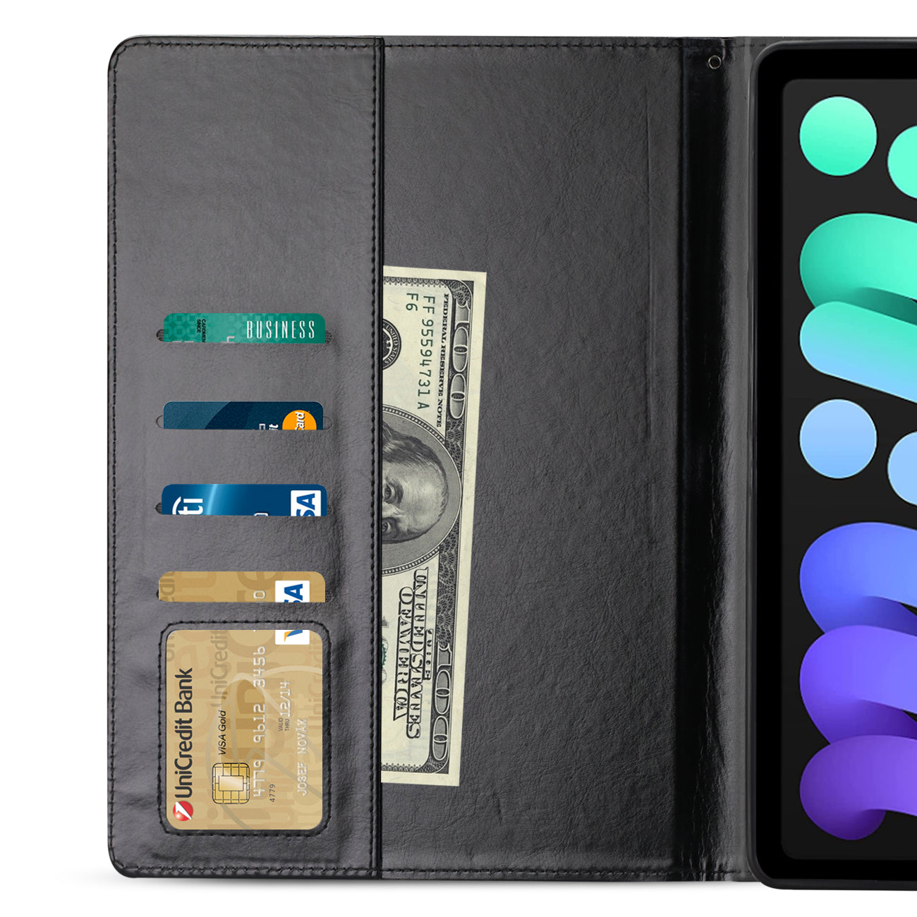 Reiko Leather Folio Cover Protective Case for 8" iPad mini 4/5/6 In Back