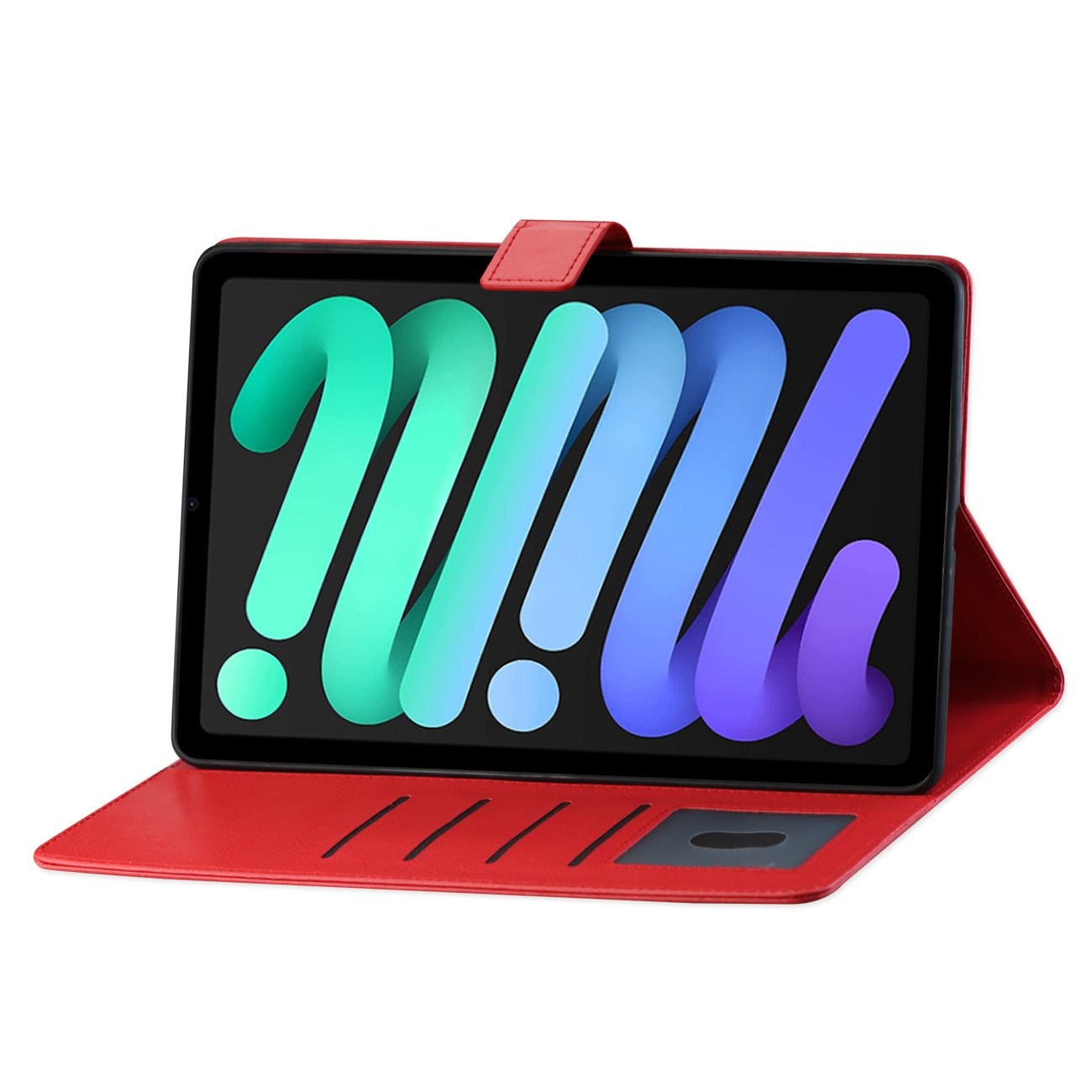 Reiko Leather Folio Cover Protective Case for 8" iPad mini 4/5/6 In Red