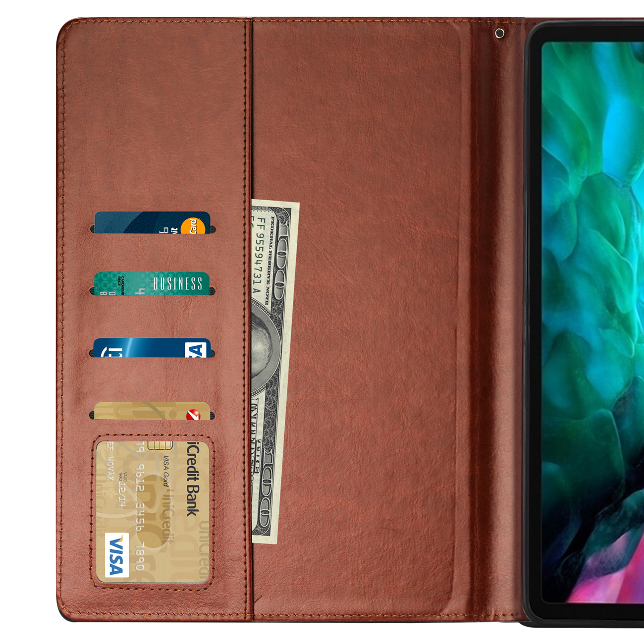 Reiko Leather Folio Cover Protective Case for 12.9" iPad Pro In Brown