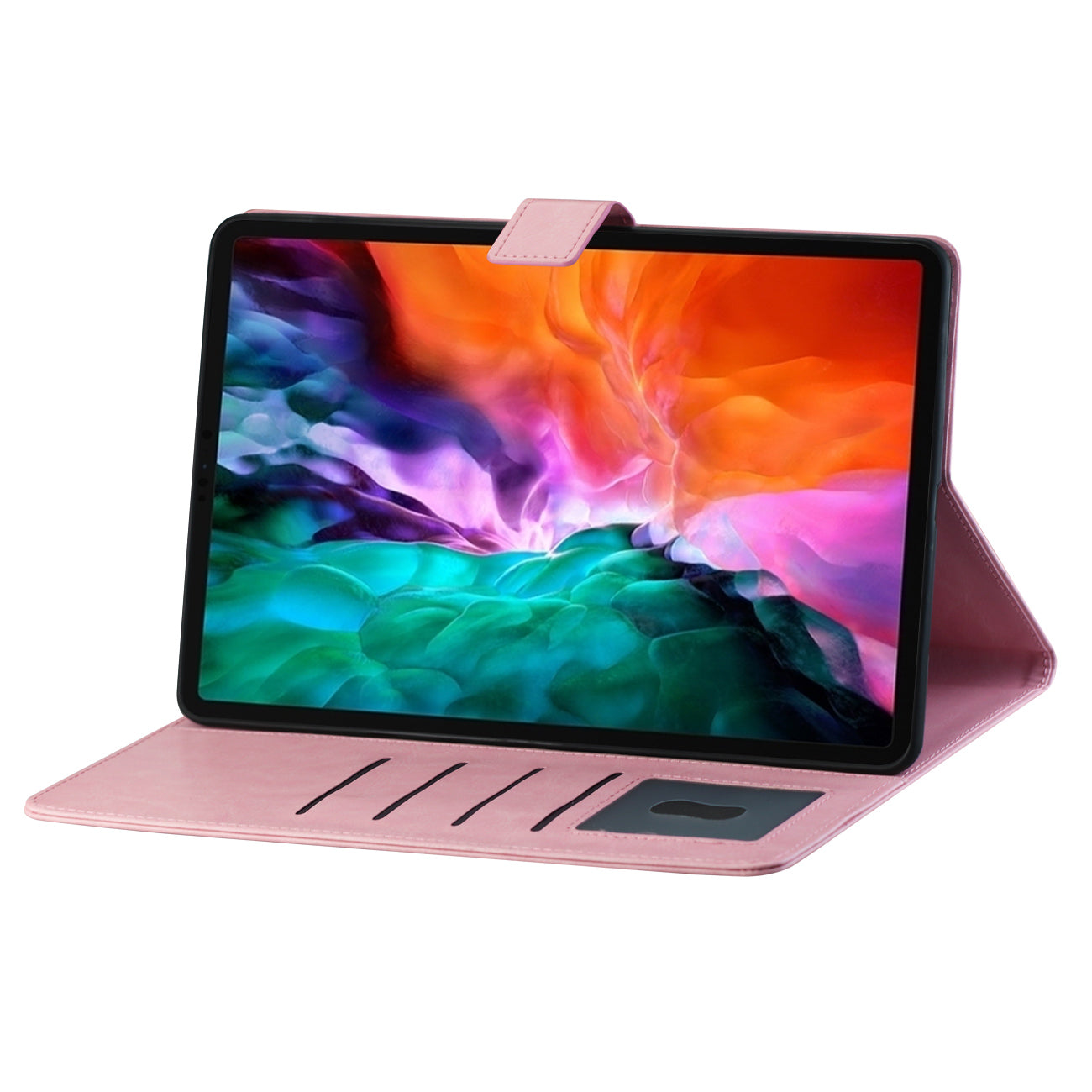 Reiko Leather Folio Cover Protective Case for 12.9" iPad Pro In Pink
