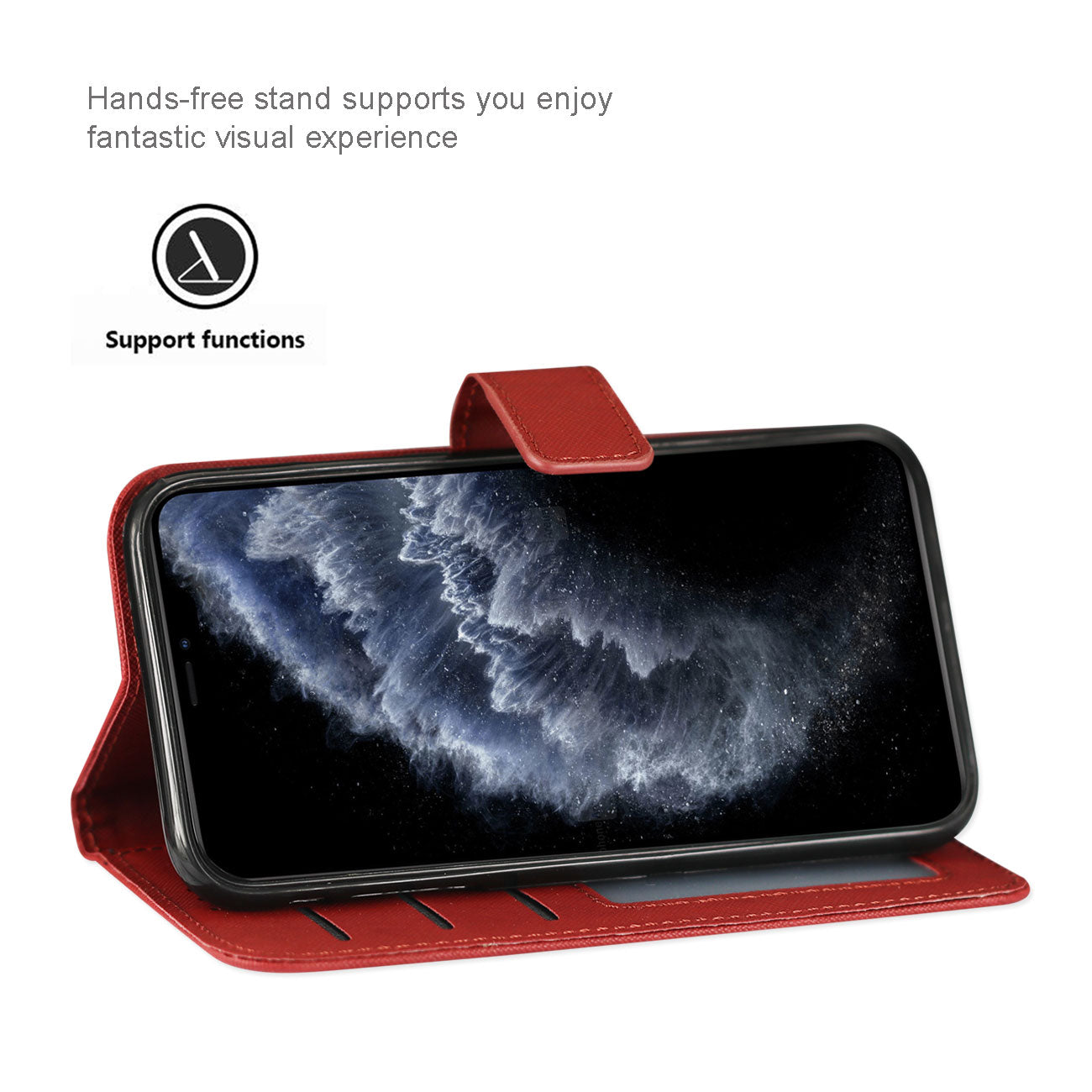 Wallet Case 3 In 1 Apple iPhone 11 Pro Max Red Color