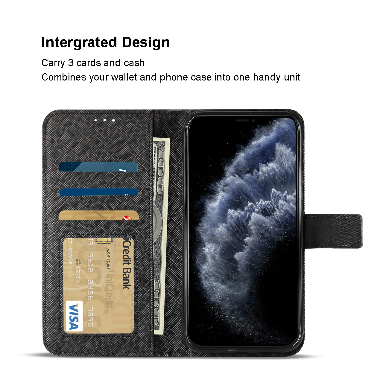 Wallet Case 3 In 1 Apple iPhone 11 Pro Black Color