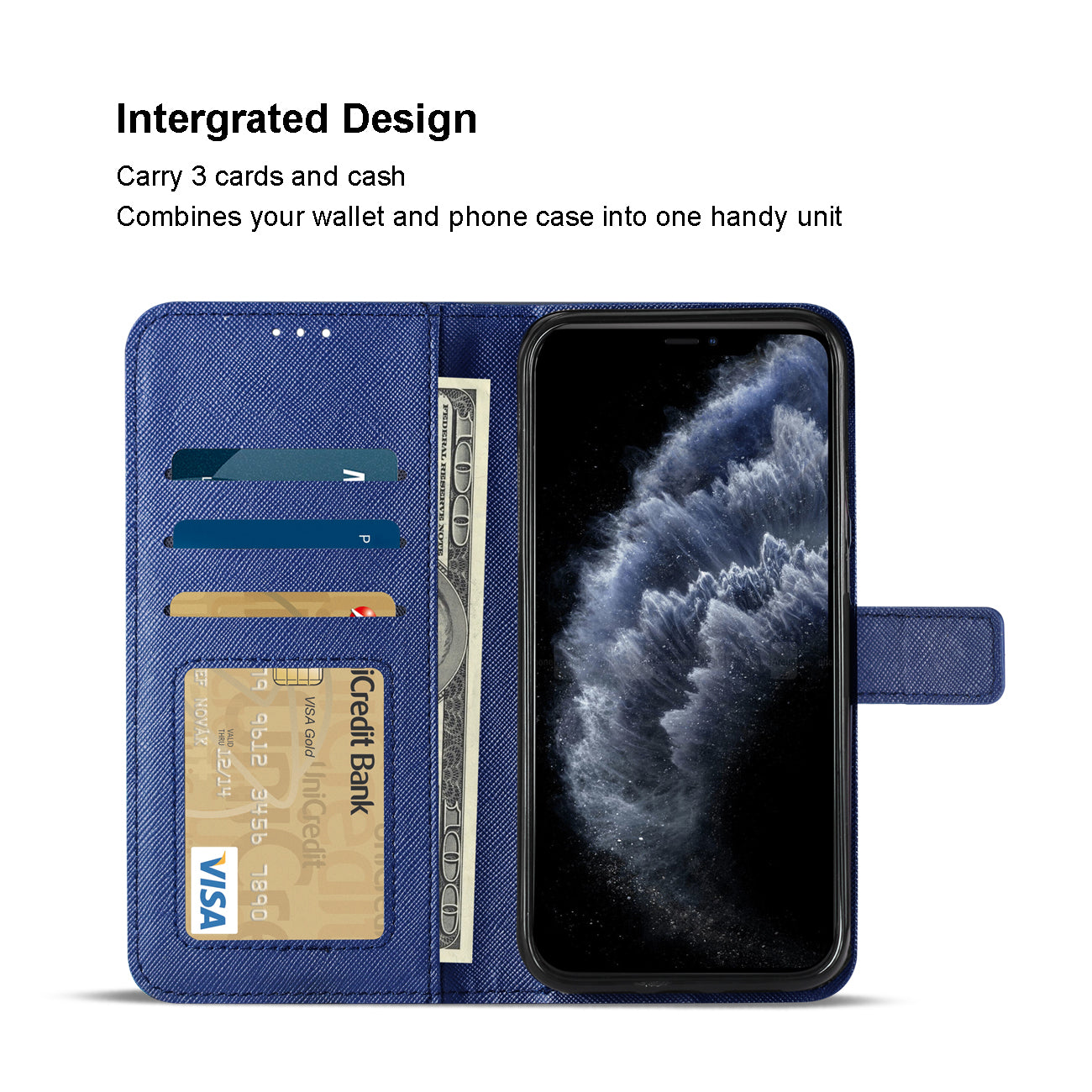 Wallet Case 3 In 1 Apple iPhone 11 Pro Blue Color