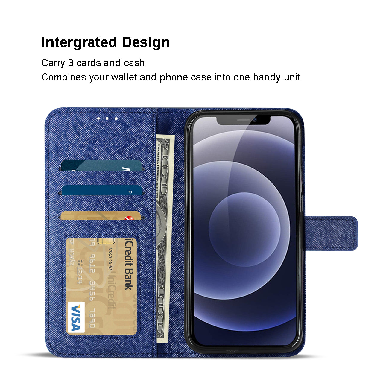 Case Slim Stand With Card Slots Apple iPhone 12 Mini Blue Color