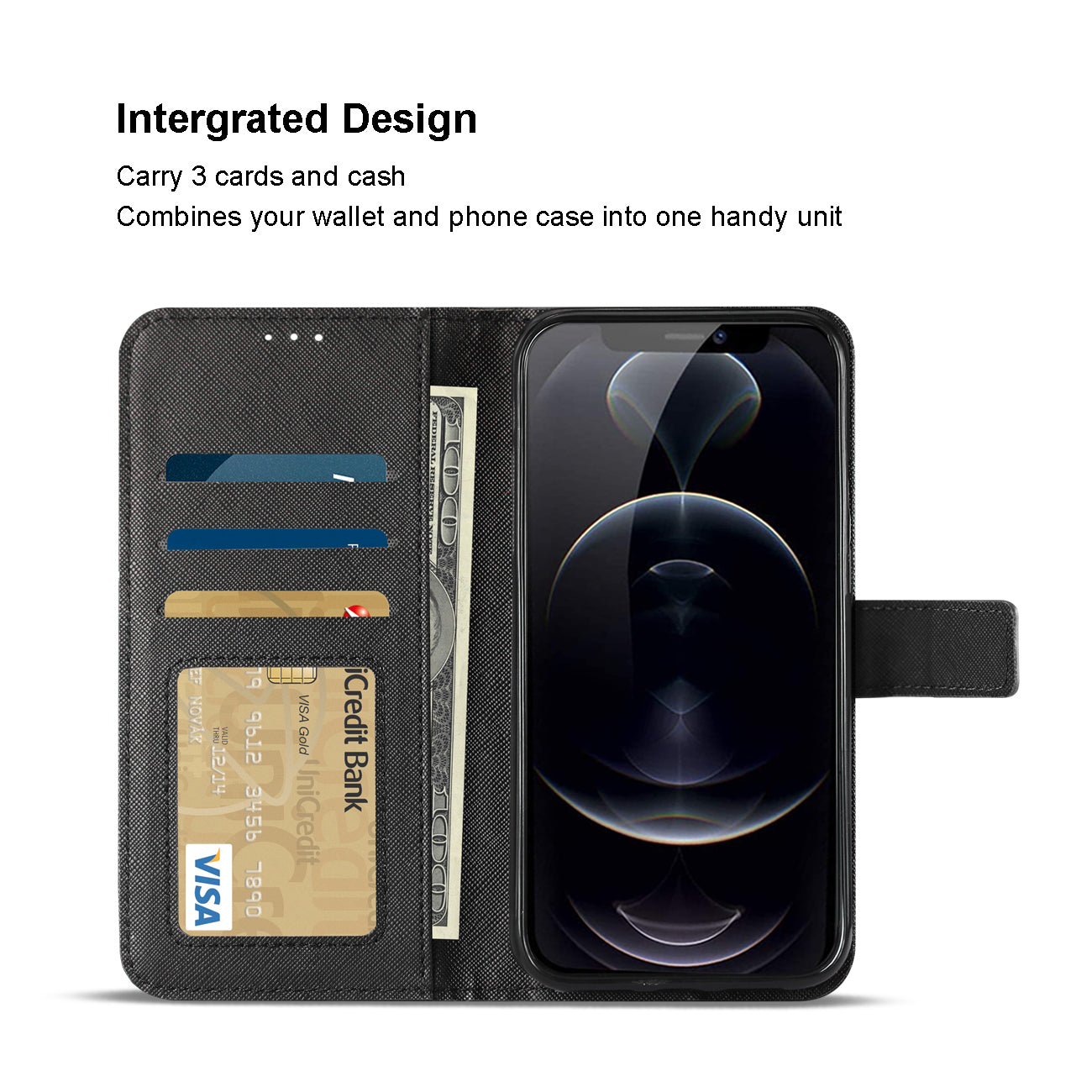 Case Slim Stand With Card Slots Apple iPhone 12 Pro Max Black Color