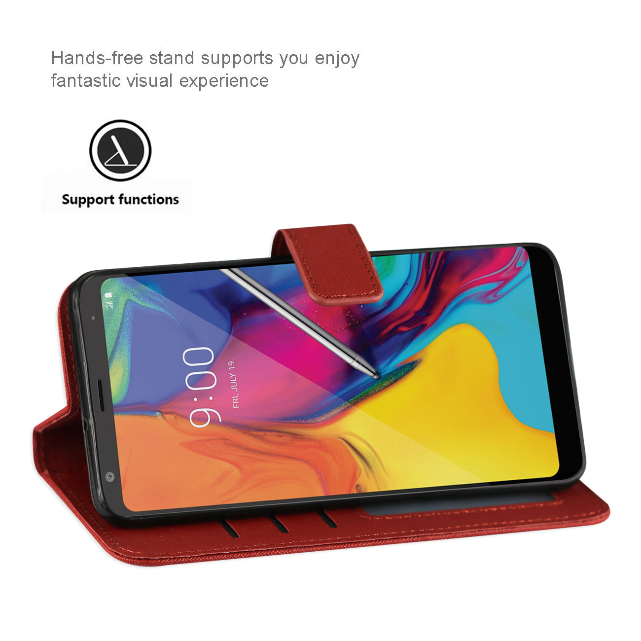 Wallet Case 3-In-1 LG Stylo 5 Red Color