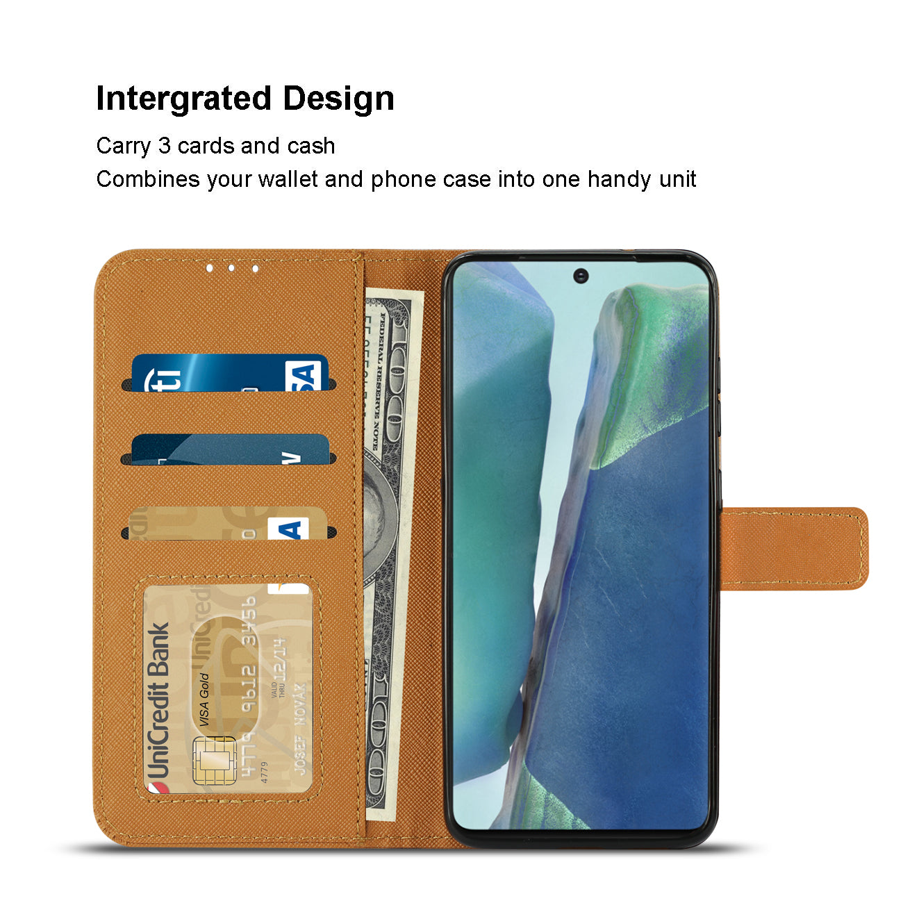 Case Slim Stand With Card Slots Samsung Galaxy Note 20 Brown Color