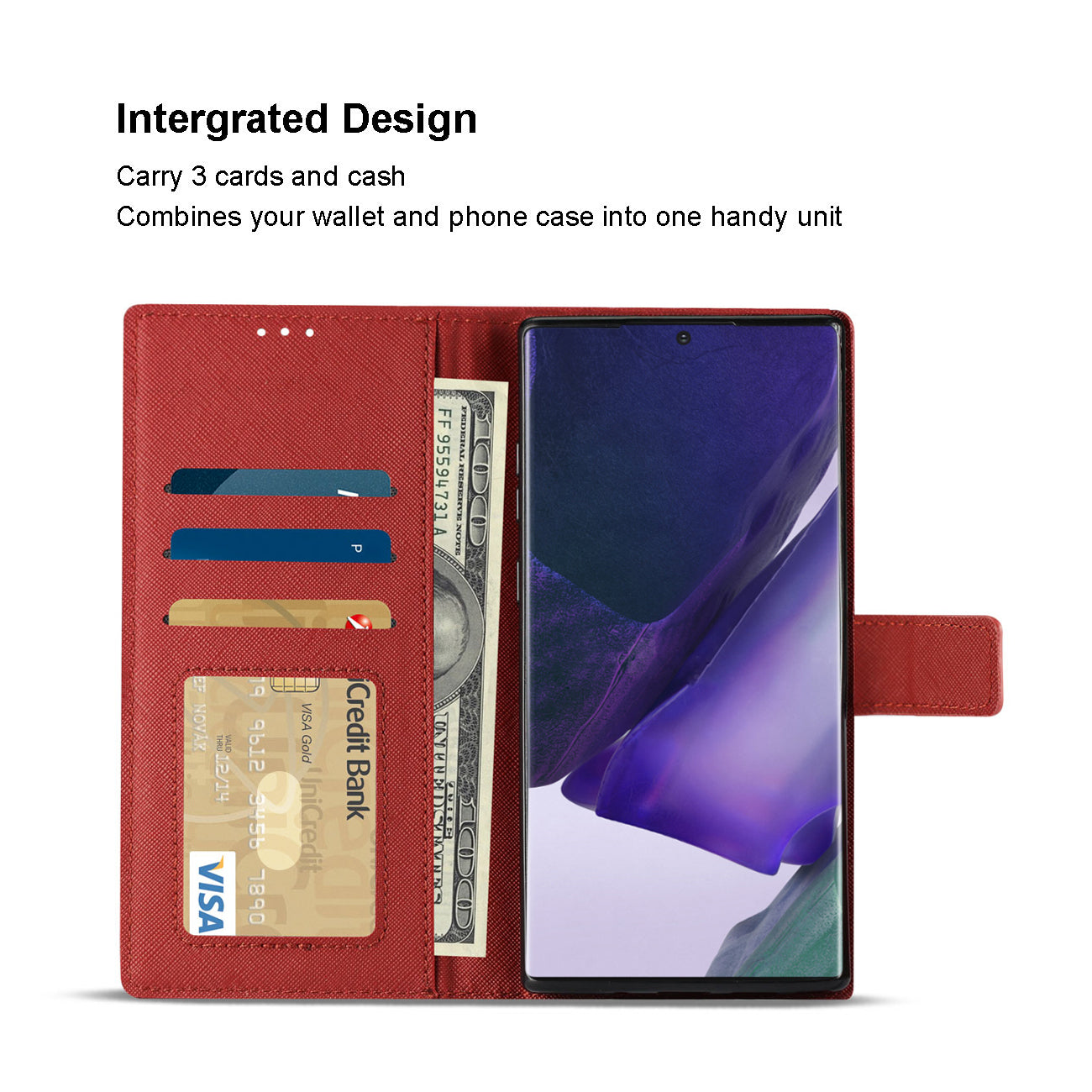 Case Slim Stand with Card Holder Slots Samsung Galaxy Note 20 Ultra Red Color