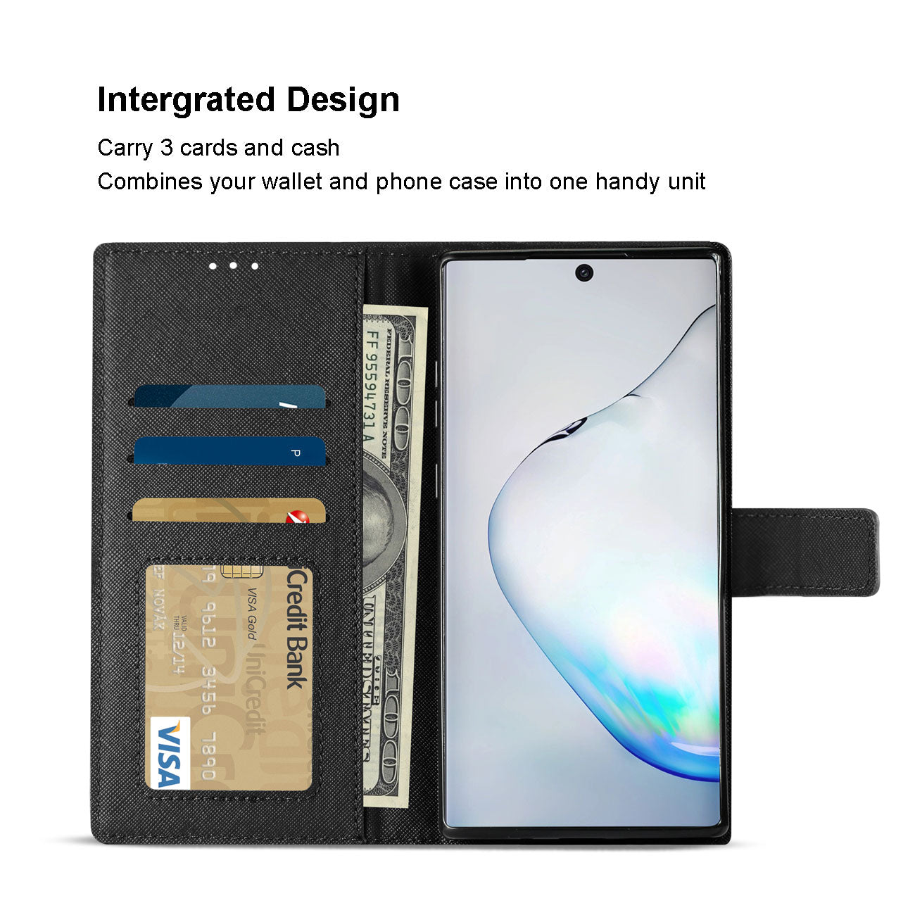 Wallet Case 3 In 1 Samsung Galaxy Note 10 Plus Black Color
