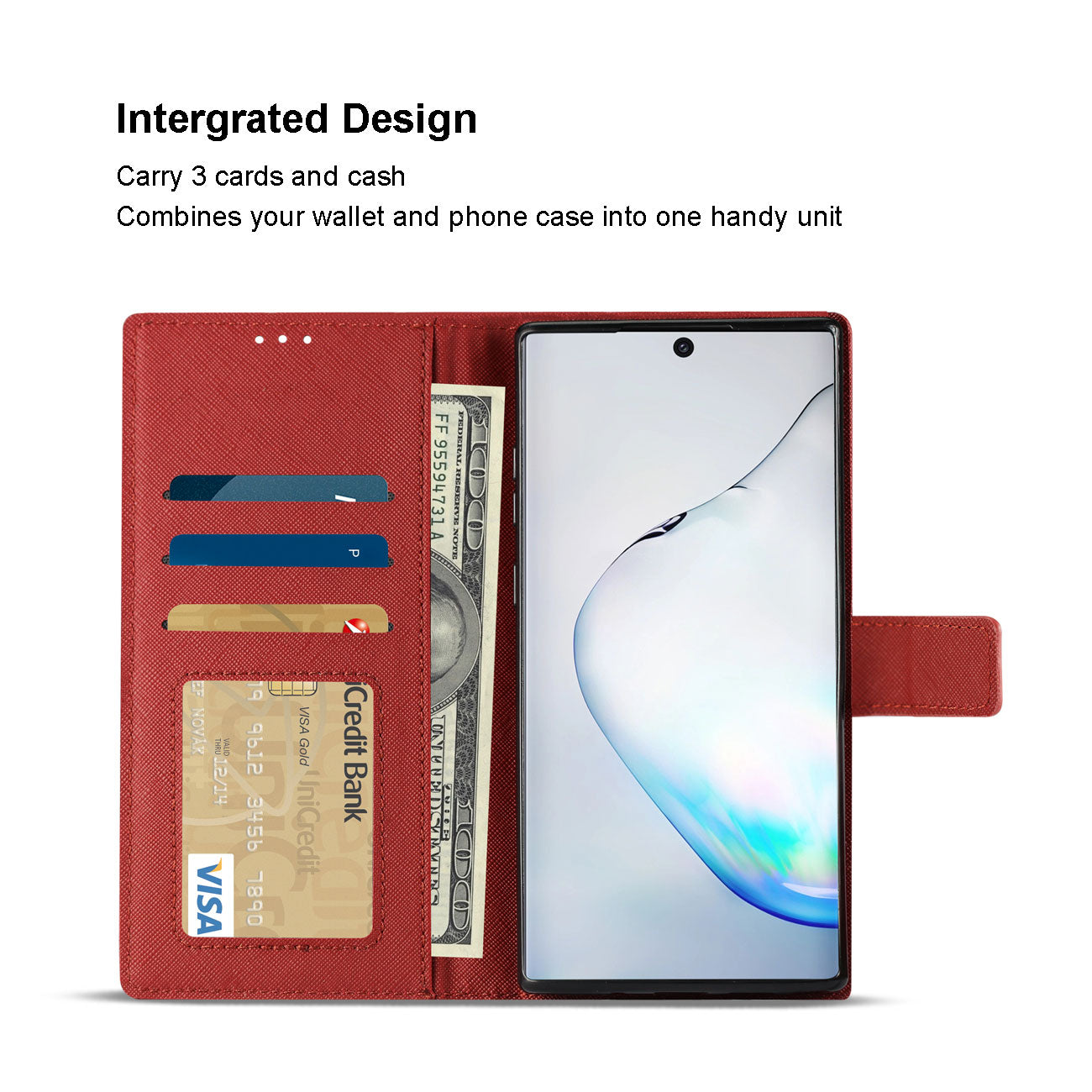 Wallet Case 3 In 1 Samsung Galaxy Note 10 Plus Red Color