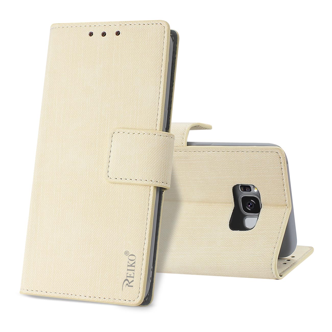 Wallet Case Denim Gummy Inner Shell Kickstand Function Samsung Galaxy S8 Edge/ S8 Plus Beige Color