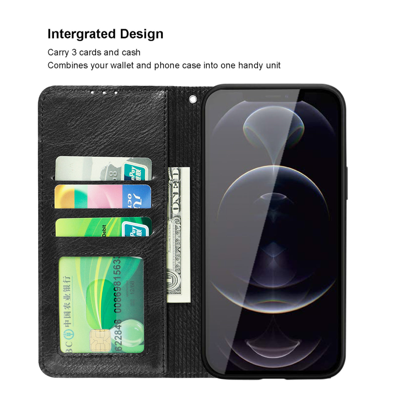 Wallet Case 3-In-1 Apple iPhone 12 Pro Max Black Color
