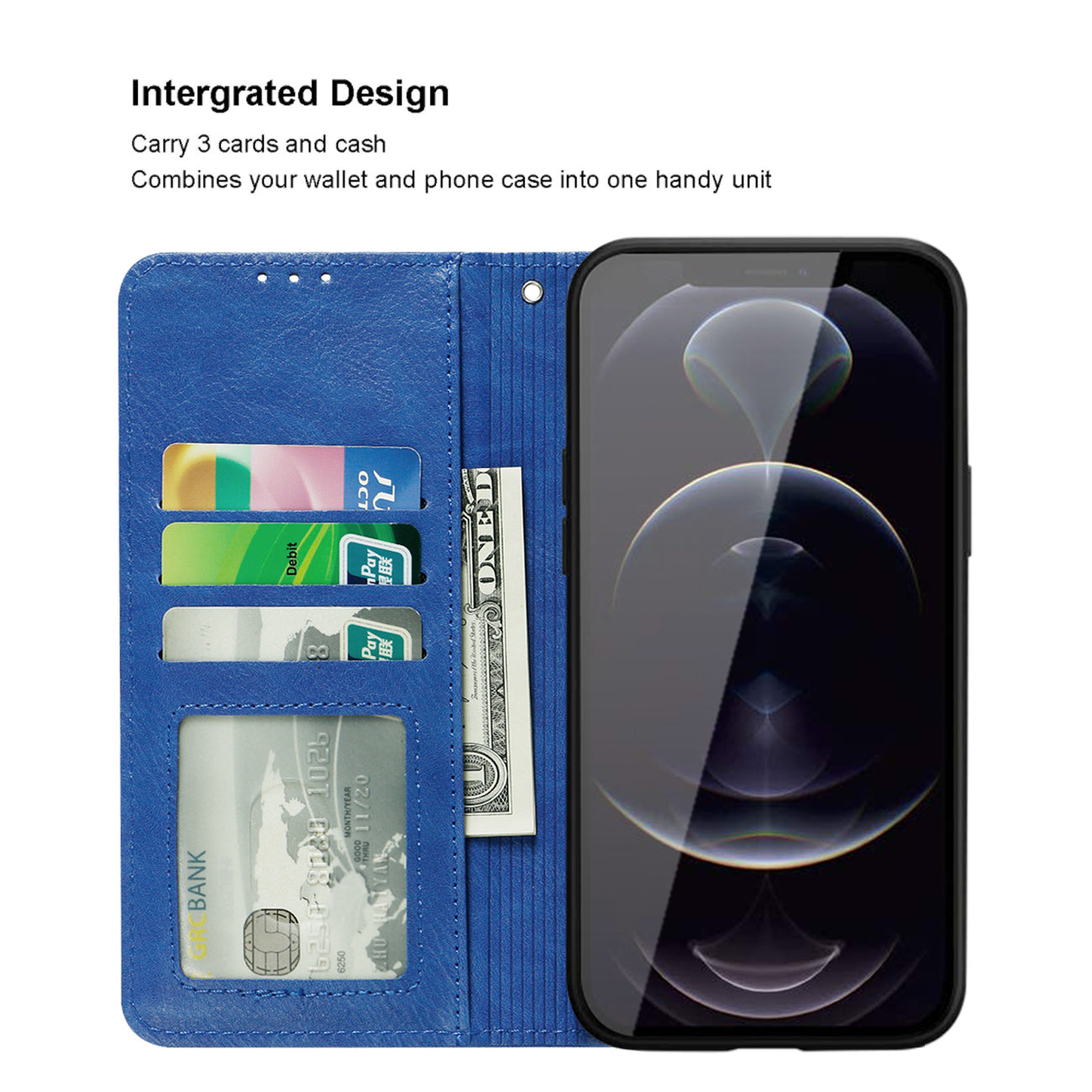 Wallet Case 3-In-1 Apple iPhone 12 Pro Max Blue Color