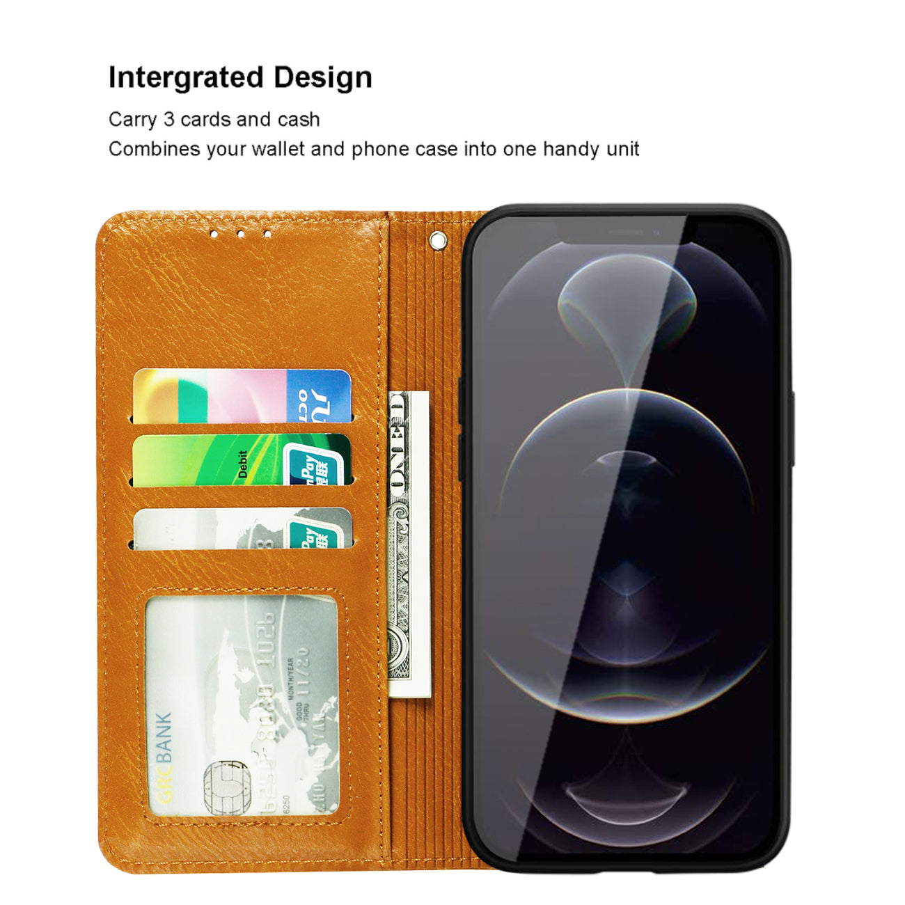 Wallet Case 3-In-1 Apple iPhone 12 Pro Max Brown Color