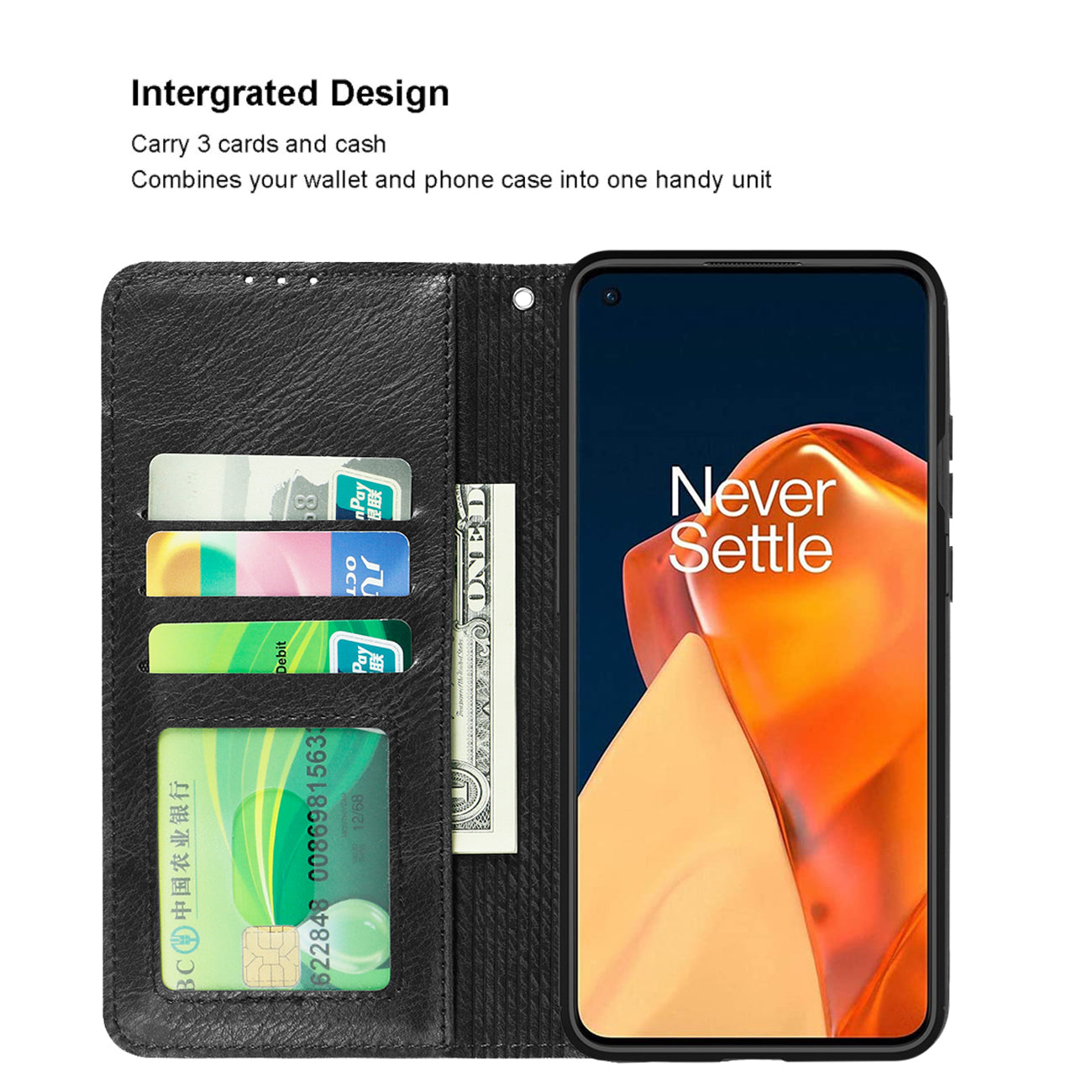 Reiko ONE PLUS 9 PRO 5G 3-In-1 Wallet Case In Black