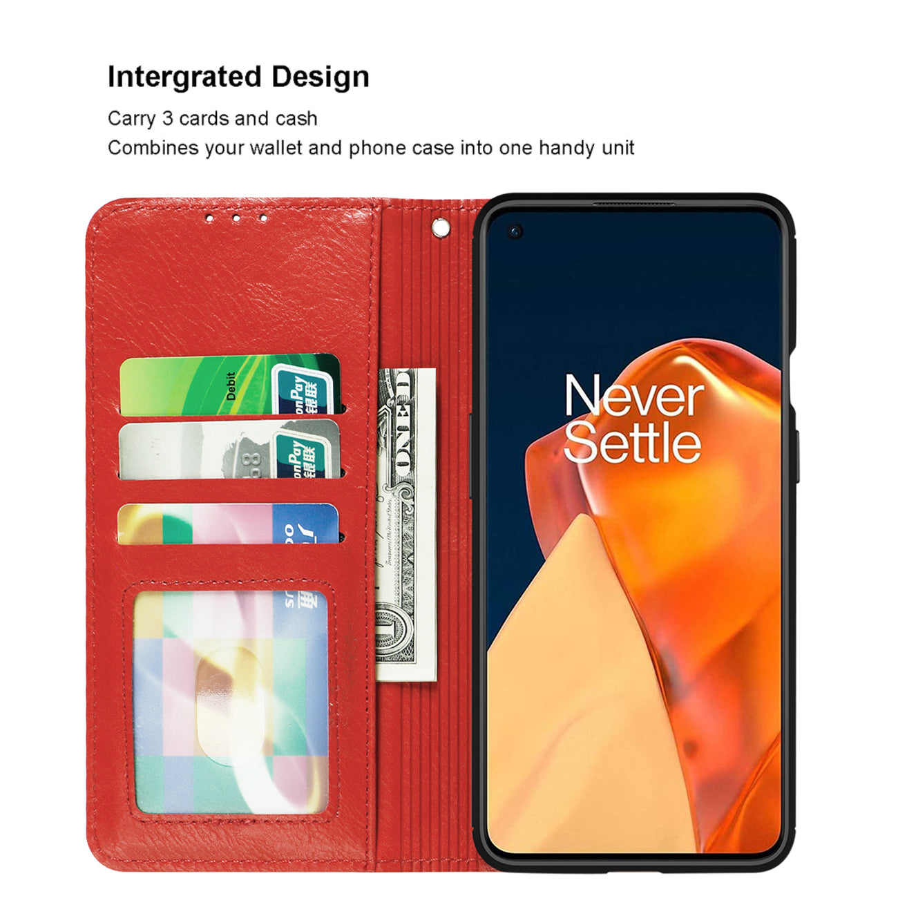 Reiko ONE PLUS 9 PRO 5G 3-In-1 Wallet Case In Red