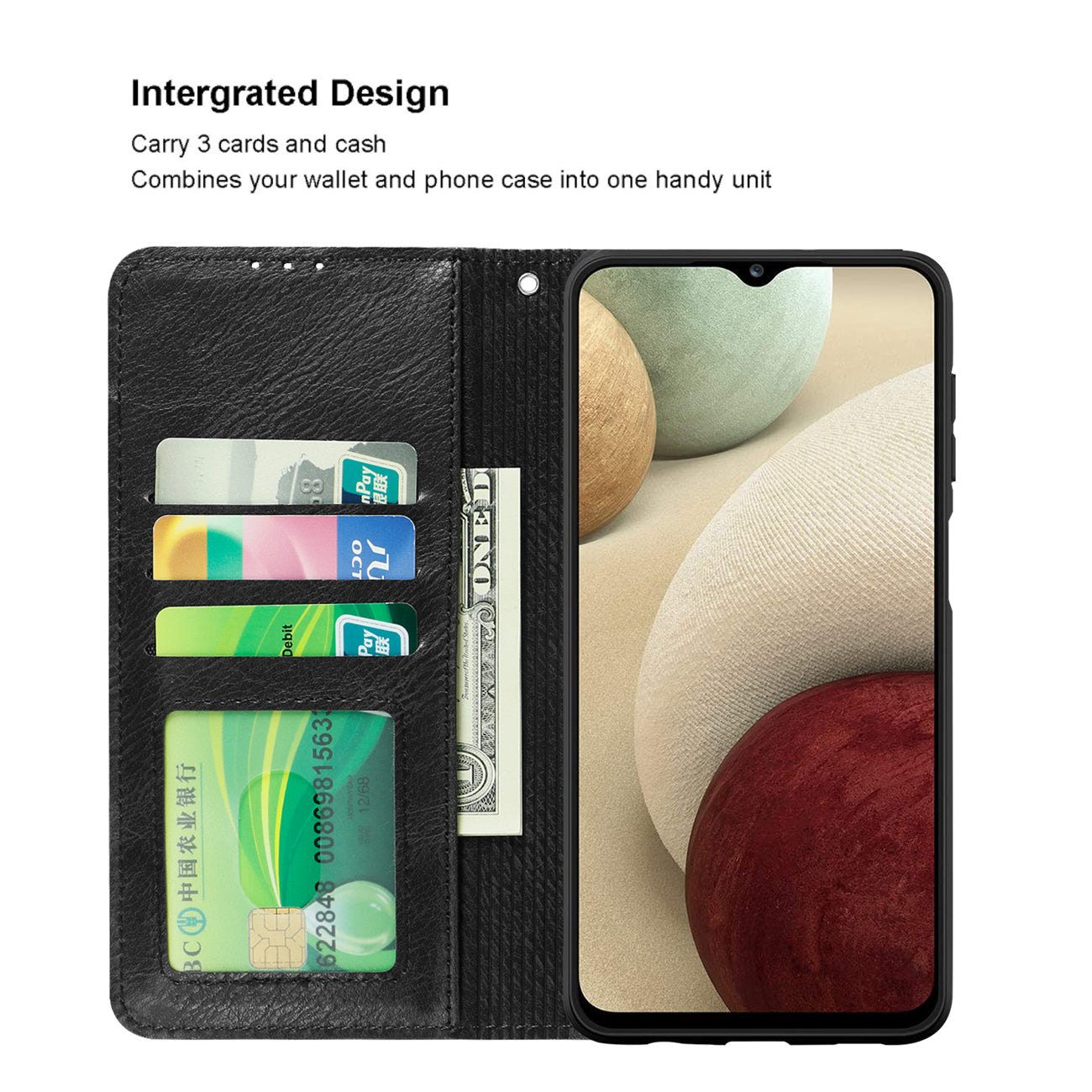 Reiko Samsung Galaxy A12/5G 3-In-1 Wallet Case In Black