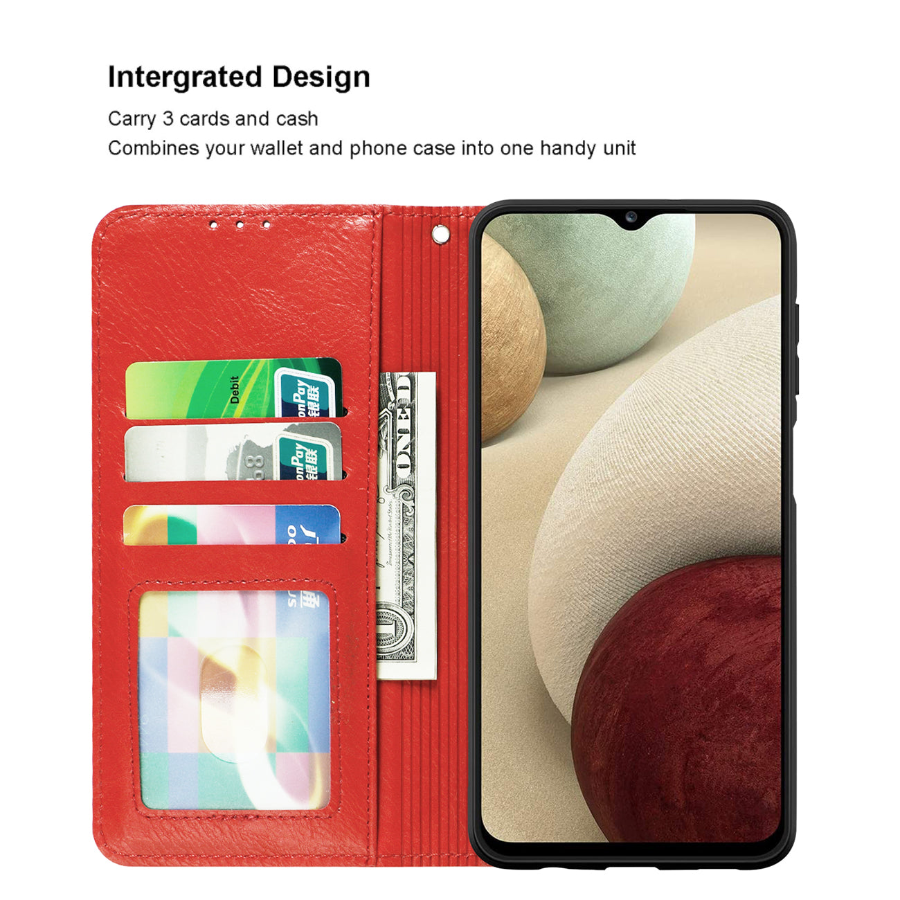 Reiko Samsung Galaxy A12/5G 3-In-1 Wallet Case In Red