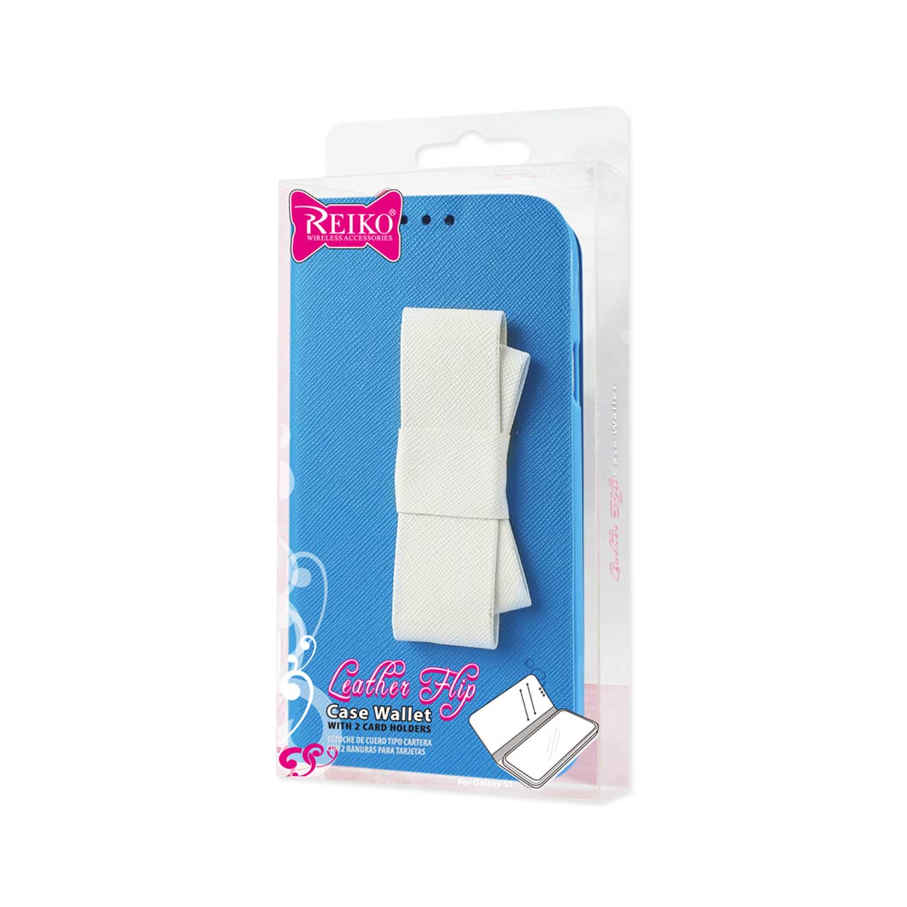 Wallet Cases Folio Samsung Galaxy S5 Blue White Color