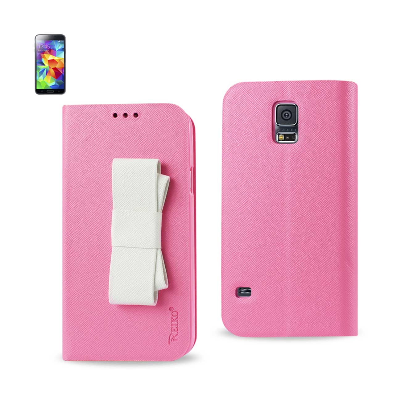 Wallet Cases Folio Samsung Galaxy S5 Pink White Color