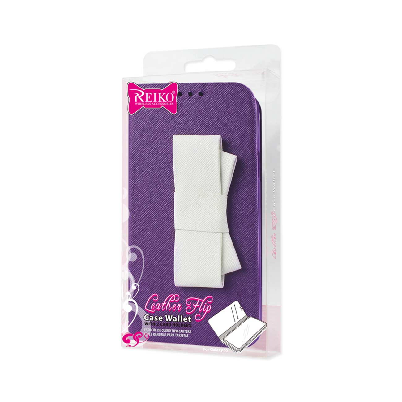 Wallet Cases Folio Samsung Galaxy S5 Purple White Color