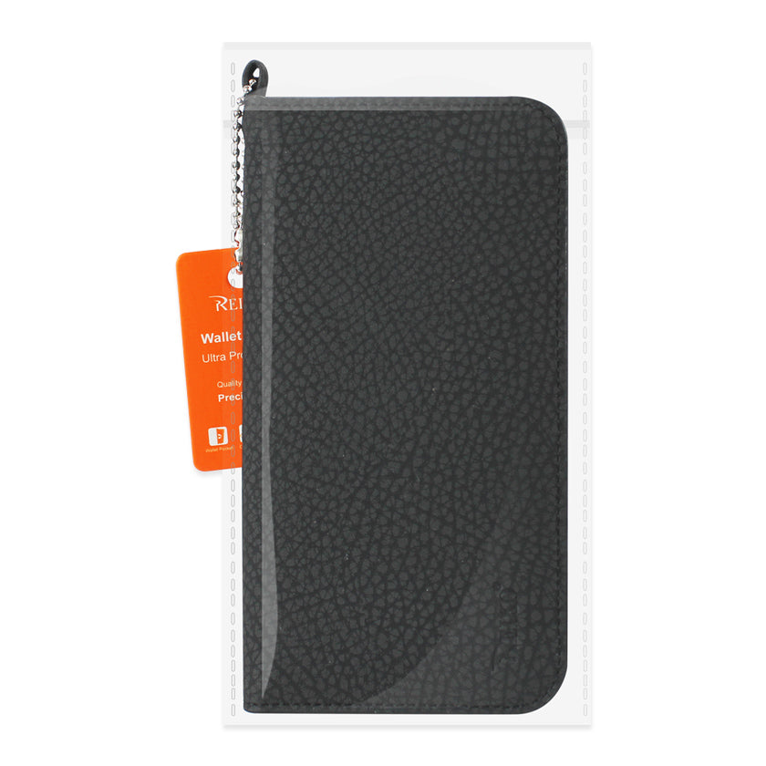 Wallet Phone Case Universal With Side Pockets Magnetic Flap Black Color