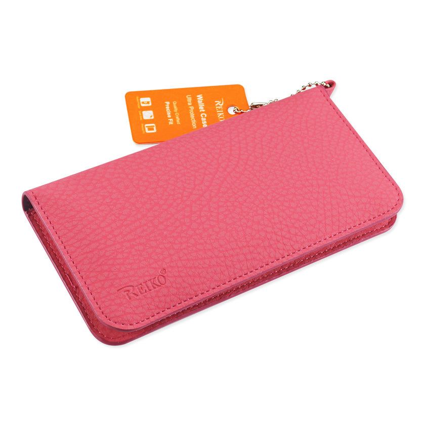 Wallet Phone Case Universal With Side Pockets Magnetic Flap Hot Pink Color