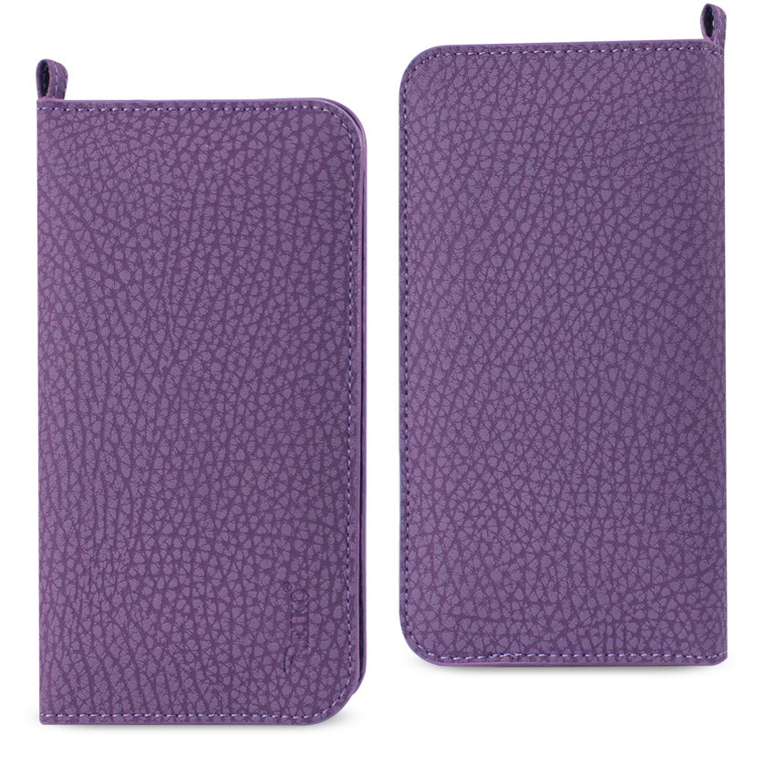 Wallet Phone Case Universal With Side Pockets Magnetic Flap Purple Color