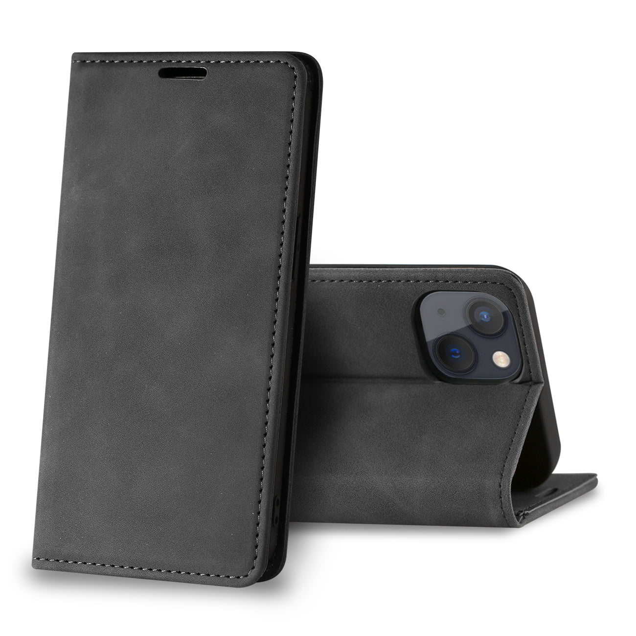 Wallet Case Leather Magnetic Apple iPhone 13 Black Color
