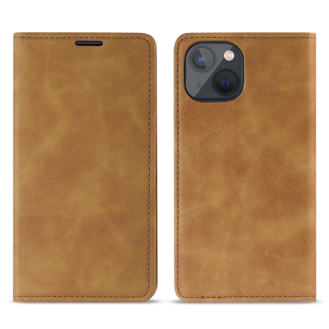 Wallet Case Leather Magnetic Apple iPhone 13 Brown Color