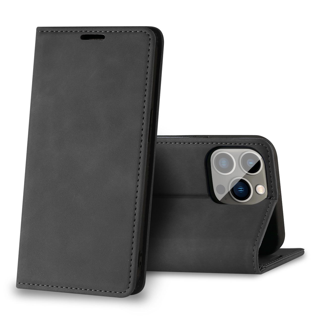 Wallet Phone Case Leather Magnetic Apple iPhone 13 Pro Max Black Color
