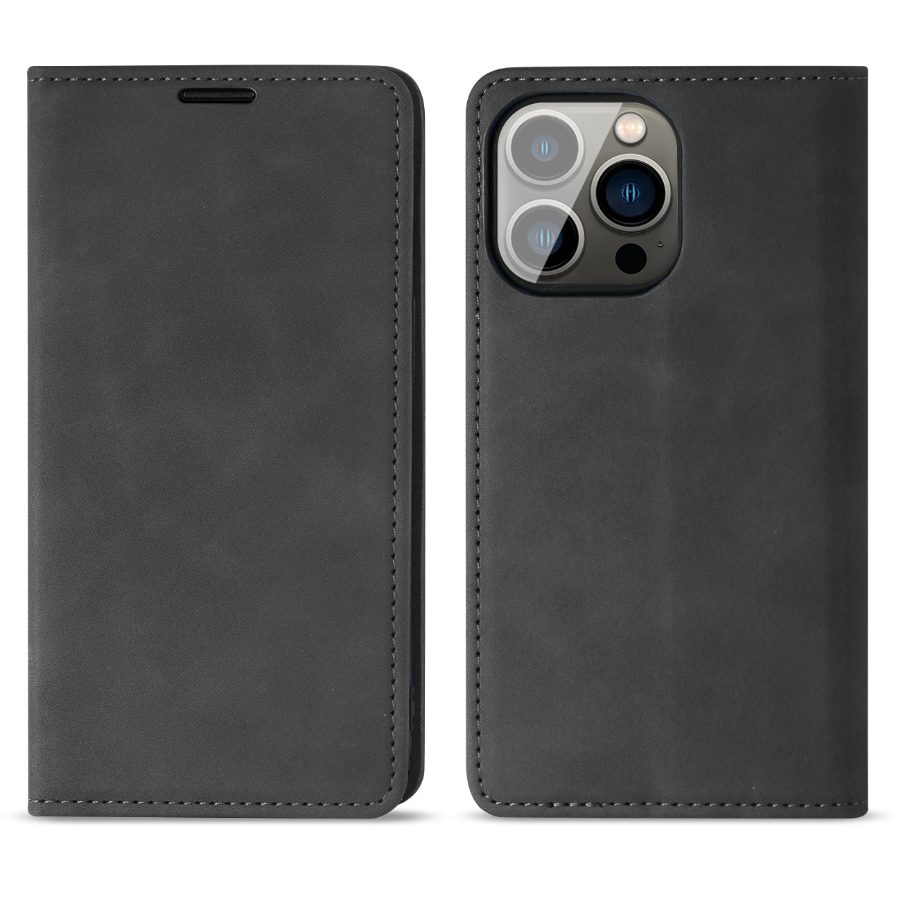 Wallet Phone Case Leather Magnetic Apple iPhone 13 Pro Max Black Color