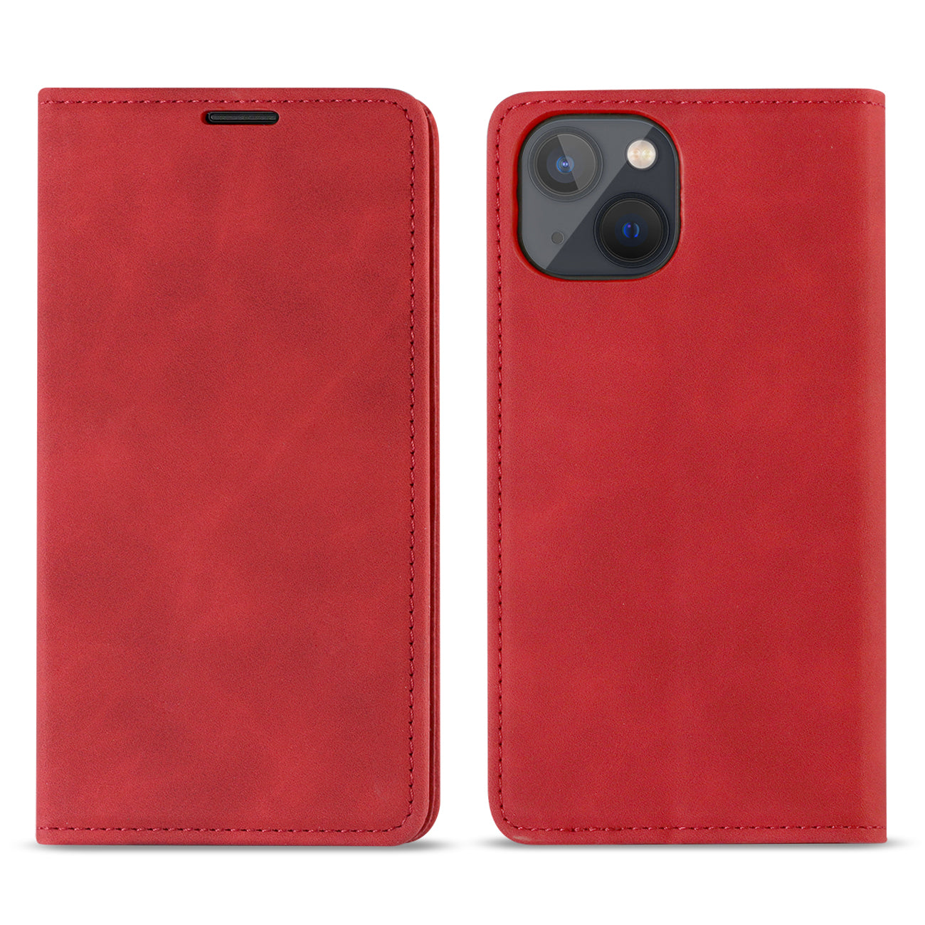 Wallet Phone Case Leather Magnetic Apple iPhone 13 Mini Red Color