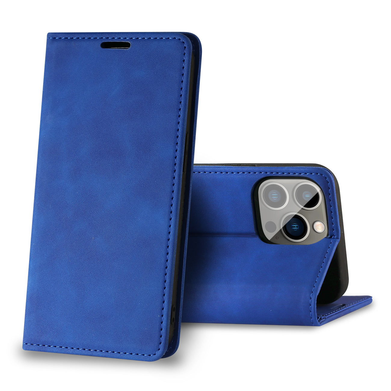 Wallet Phone Case Leather Magnetic Apple iPhone 13 Pro Blue Color