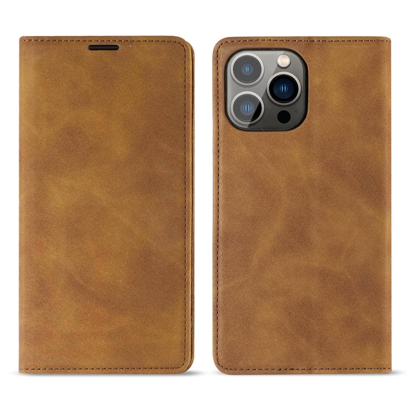 Wallet Phone Case Leather Magnetic Apple iPhone 13 Pro Brown Color