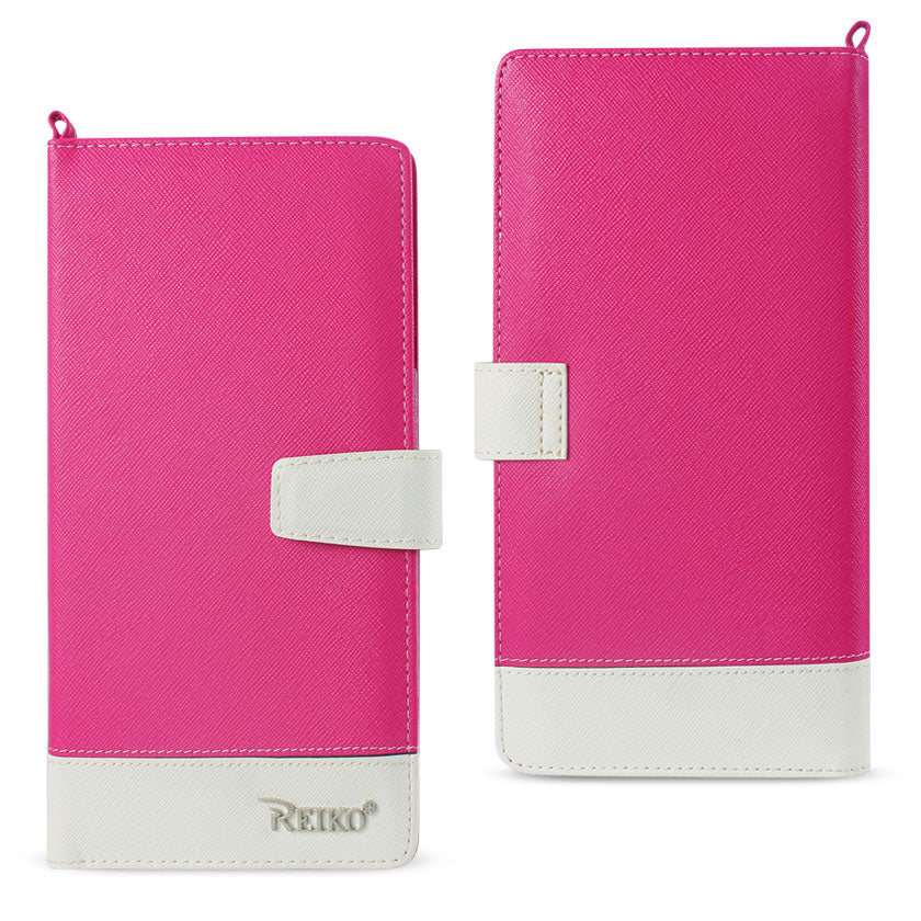 Wallet Case Super Multiple Card Slots iPhone 6/ 6S Two Tone White Hot Pink Color
