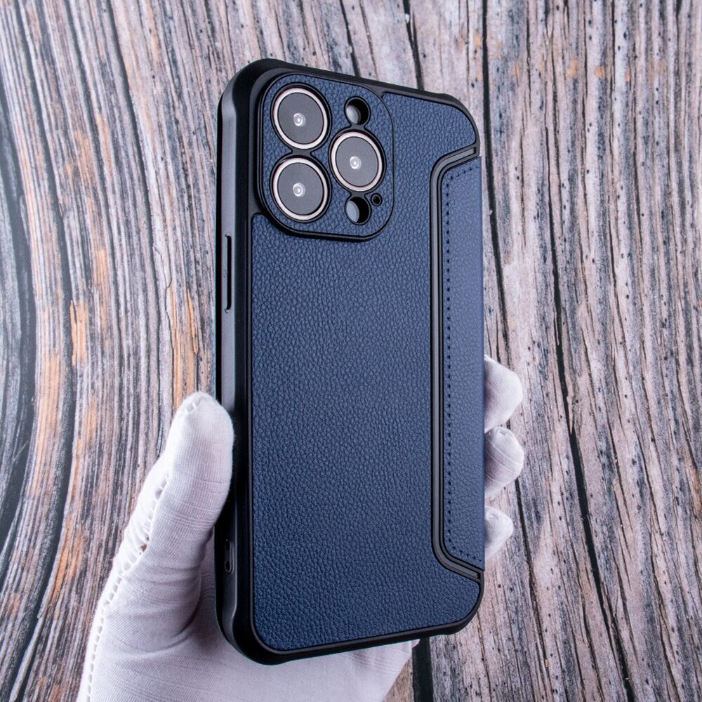Wallet Phone Case Leather Magnetic Samsung Galaxy A14 5G Navy Color