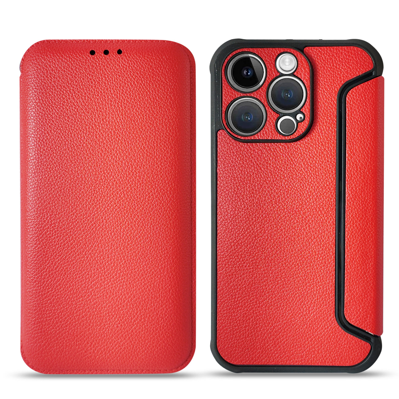 Wallet Phone Case Leather Magnetic Apple iPhone 14 Pro Red Color