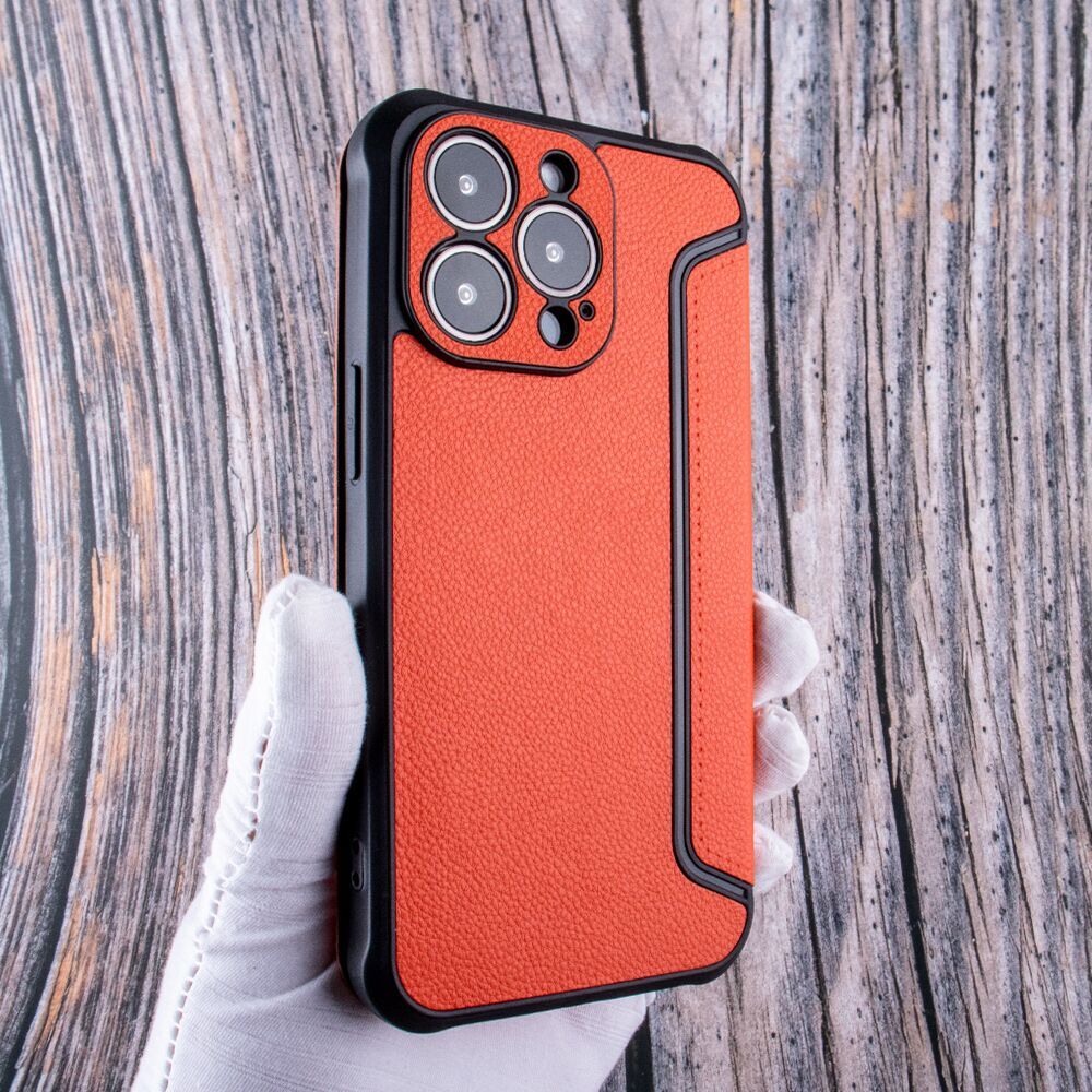 Wallet Phone Case Leather Magnetic Apple iPhone 14 Pro Max Orange Color