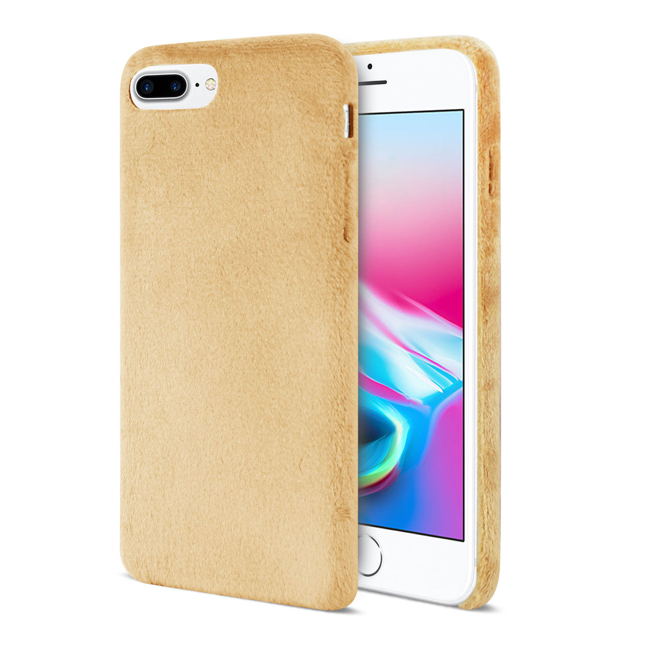 iPhone 8 Plus/ 7 Plus Fuzzy Fur Soft TPU Case In Camel