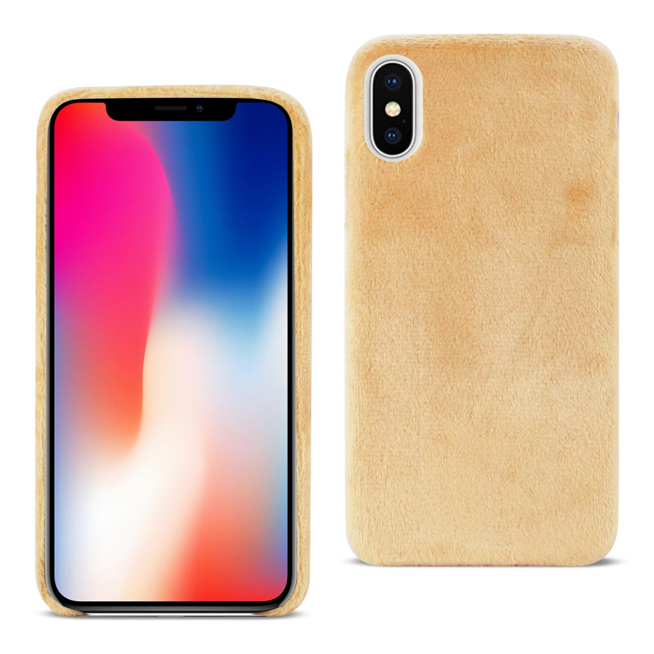 iPhone X/iPhone XS Fuzzy Fur Soft TPU Case In Camel