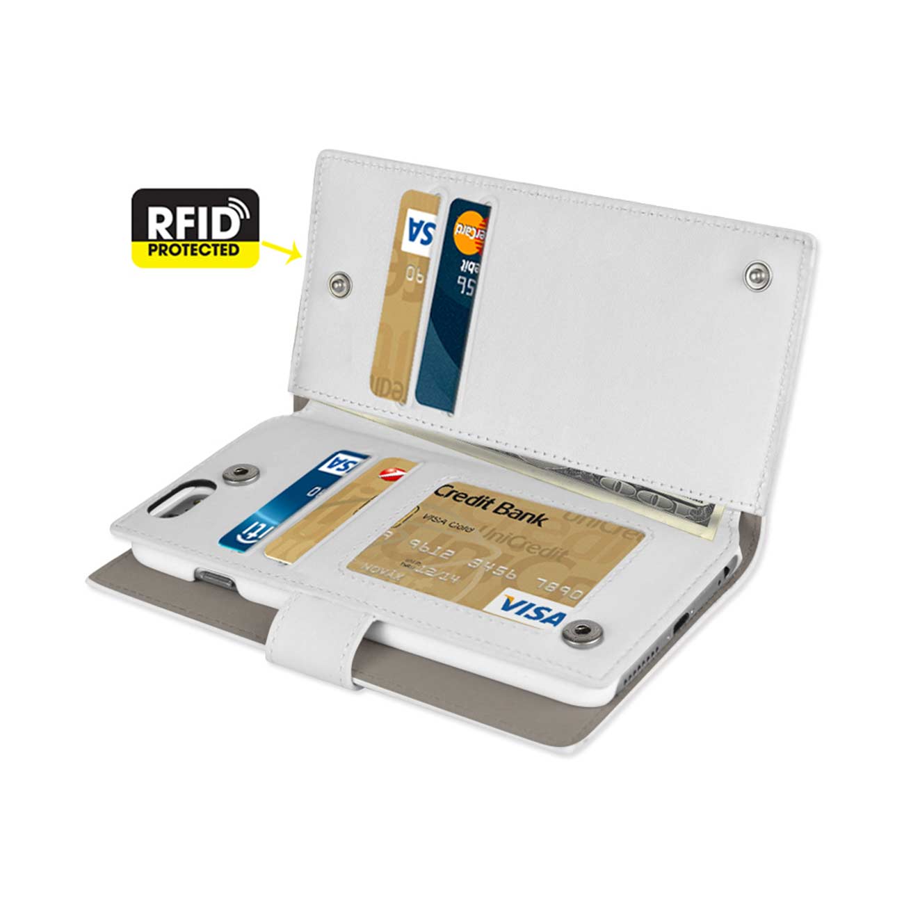 Wallet Case Genuine Leather With RFID Card Protection iPhone 6 Ivory Color