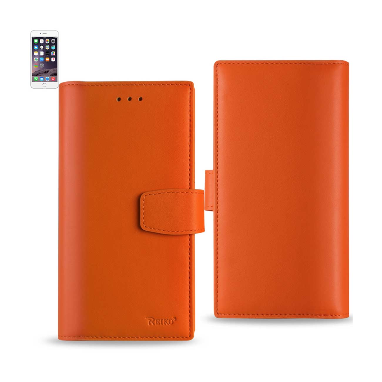 Wallet Case Genuine Leather RFID iPhone 6 Tangerine Color